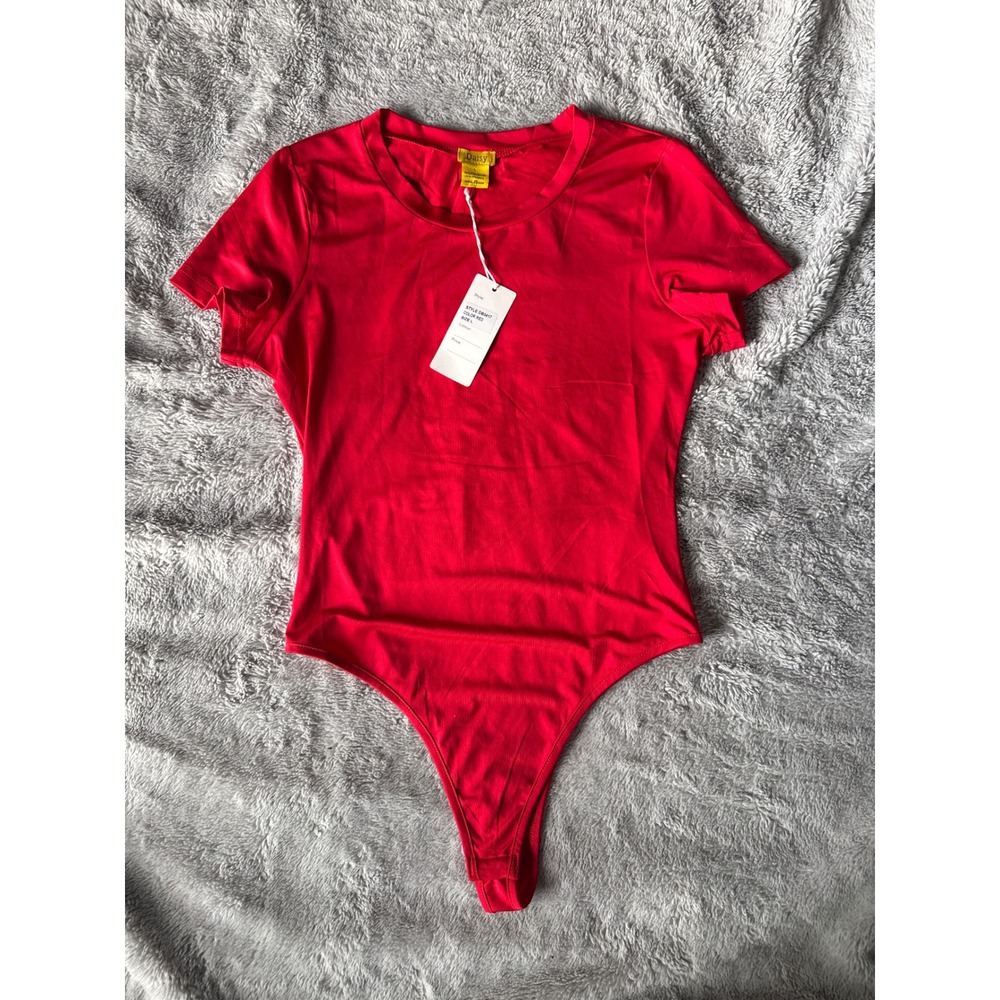 Daisy Red Short Sleeve Crew Neck Thong Bodysuit DB3417 Mens Womens L